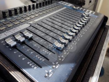 Detail of a soundboard mixer electronic device