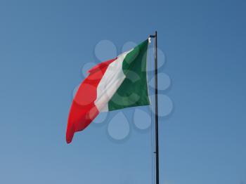 The national flag of Italy, Europe floating over blue sky