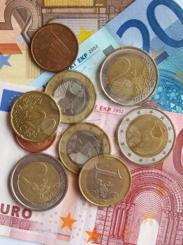 Background of Euro banknotes and coins money