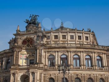 The Semperoper opera house of the Saxon State Orchestra aka Saechsische Staatsoper Dresden was designed by Gottfried Semper in 1841