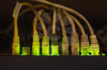 Switch and ethernet cables used in networking