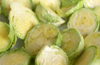 Brussel sprouts mini cabbages vegetables food background