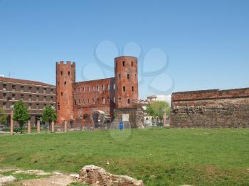 Palatine towers (Porte Palatine) ancient roman town gates Turin