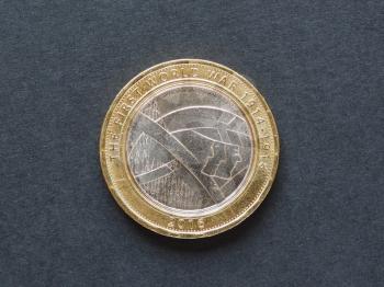 2 pounds coin money (GBP), currency of United Kingdom
