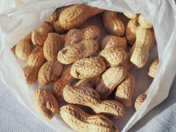 peanuts (Arachis hypogaea) food in plastic bag