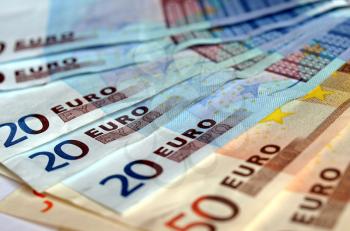 Detail of Euro banknotes money european currency