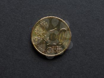Ten Cent Euro coin currency of the European Union