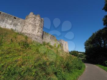 Ruins of Chepstow Castle (Castell Cas-gwent in Welsh) in Chepstow, UK