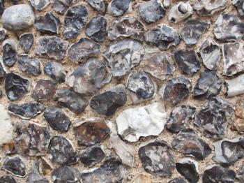 Old wall made of flint stones from Kent UK