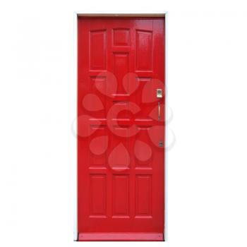 A traditional entrance door of a British house - isolated over white background