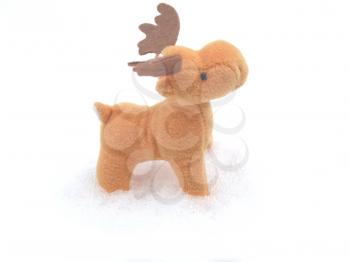 High key picture of Christmas moose deer in snow