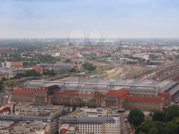Aerial view of the city of Leipzig in Germany with the Hauptbahnhof central station