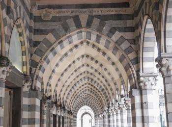 Via XX Settembre colonnade in Genoa Italy