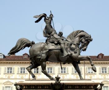 Equestrial statue in Turin, Piazza San Carlo