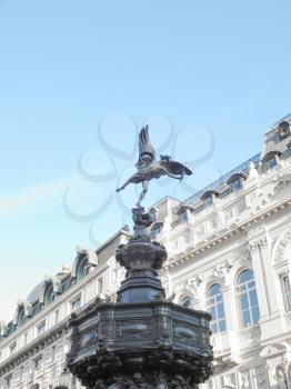 Piccadilly Circus with statue of Anteros aka Eros in London, UK