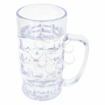 Large German bierkrug beer mug tankard glass, half litre, one pint of water - isolated over white background