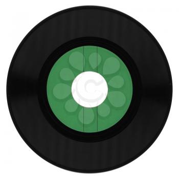 vinyl record vintage analog music recording medium with green label