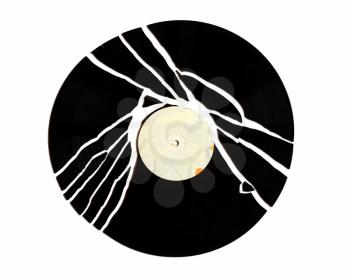 broken vinyl record vintage analog music recording medium