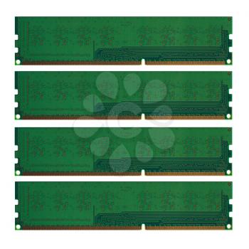 RAM Random Access Memory modules for PC personal computer isolated over white