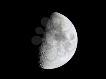 First quarter moon seen with an astronomical telescope, high resolution