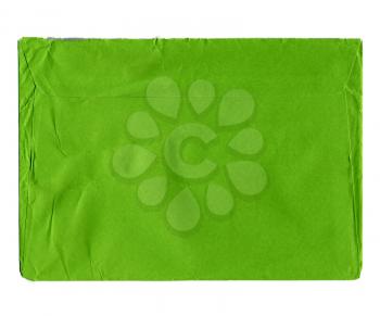 Green letter envelope for mailing isolated over white
