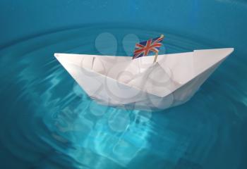 Paper ship with Union Jack UK Flag