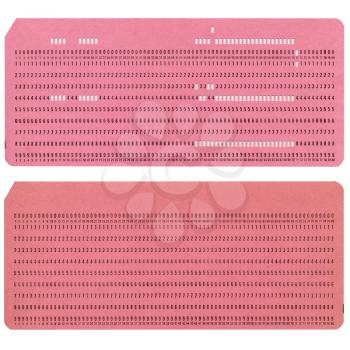 Vintage punched card for computer data storage
