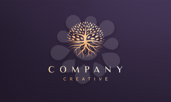 Circle tree logo concept with luxury and modern style