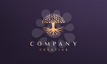Circle tree logo concept with luxury and modern style