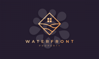 agent property logo with square line that form ocean wave