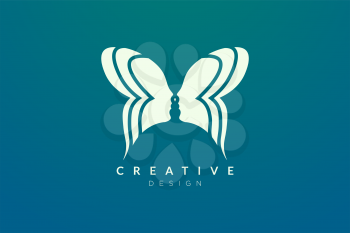 Butterfly and face designs combined. Modern minimalist and elegant vector illustration. Suitable for patterns, labels, brands, icons or logos