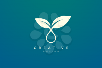 The design of the leaf and water droplet are combined. Modern minimalist and elegant vector illustration. Suitable for patterns, labels, brands, icons or logos