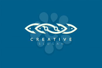 Abstract minimalist fish shape vector design. Simple fish design, flat logo style, modern icon and symbol