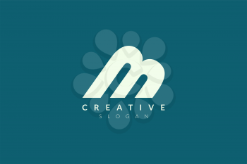 The letter M logo design extends to the side. Minimalist and modern vector illustration design suitable for business or brand.