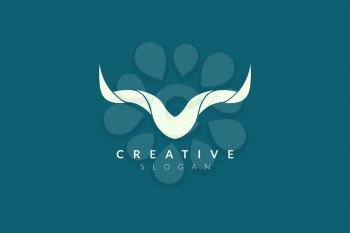 Vector illustration of animal horn shape. Minimalist and simple logo design, flat style, modern icon and symbol