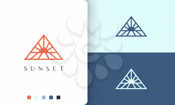 triangle sun or sea logo in simple and minimalist style
