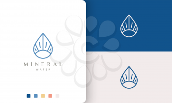 water or mineral logo in mono line and unique shape
