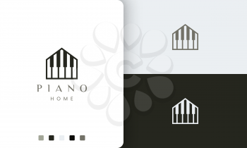 simple and modern piano house logo or icon for the community
