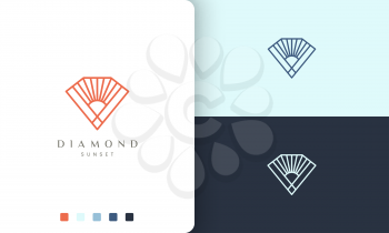 diamond or sun logo in mono line style