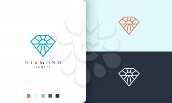 diamond sun or beach logo in simple line art and modern style
