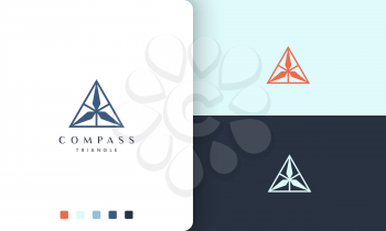 navigation or adventure logo with a simple and modern triangle compass shape