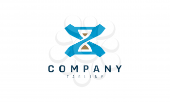 Blue hourglass logo template for brand business identity