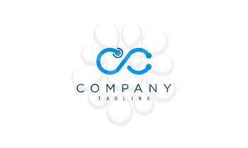 Stethoscope of infinity shape with the letter C. Logo design for medical and pharmaceutical