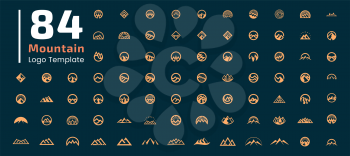 Mountain logo flat design template. Graphic elements represent bold and strong