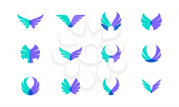 Vector design bundle of wings. Suitable as a logo that represents freedom, courage and happiness.