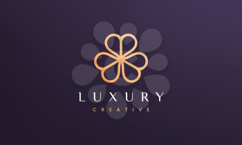 Luxury clover leaf logo concept with minimal and modern style