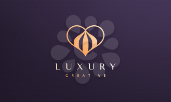abstract heart logo concept with minimal and luxurious style