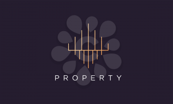 logo design template for a luxury and classy property company in a professional and modern style with a golden gradient color