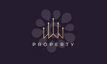 logo design template for a luxury and classy property company in a professional and modern style with a golden gradient color