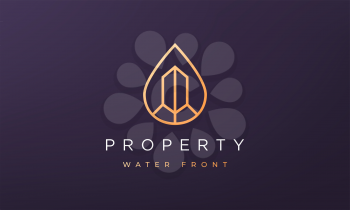 property and water logo concept in a minimal and modern style